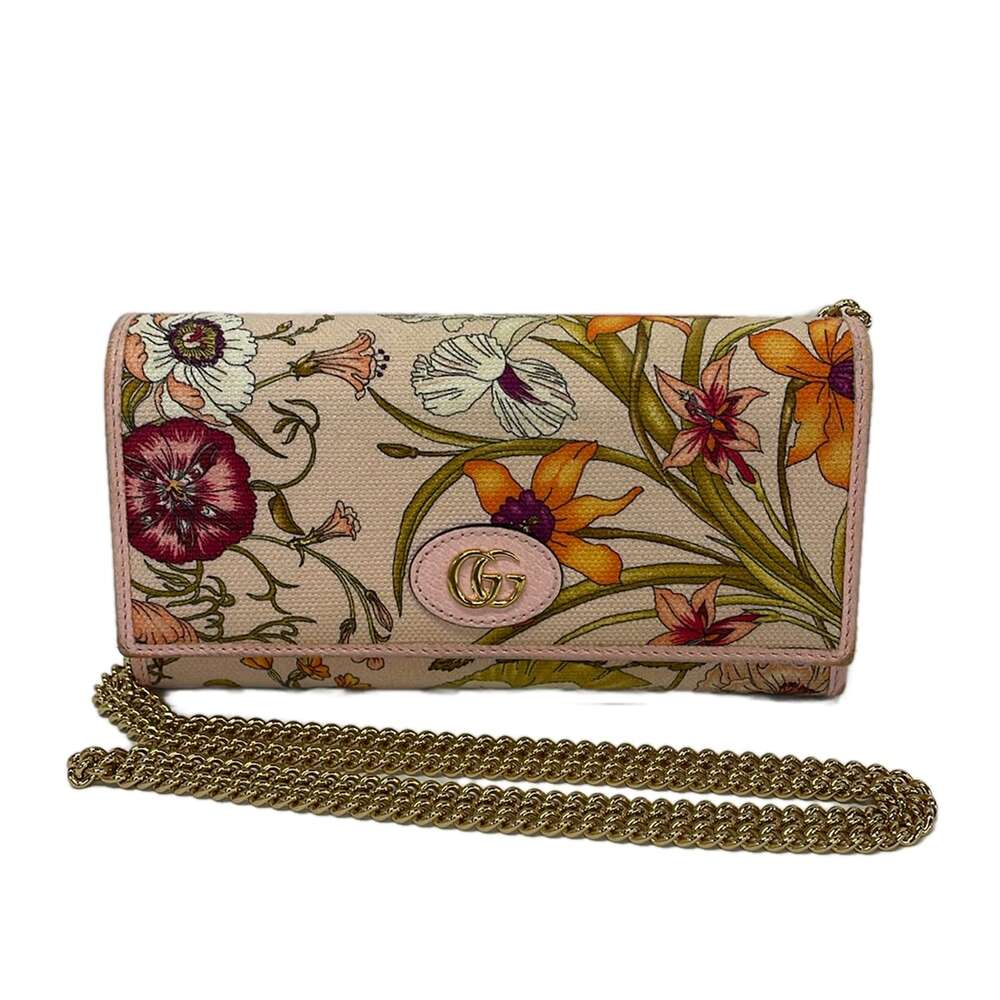 Gucci GG Marmont, Flora Other Style Wallet 577343 Pink Beige Cream Multi Canvas